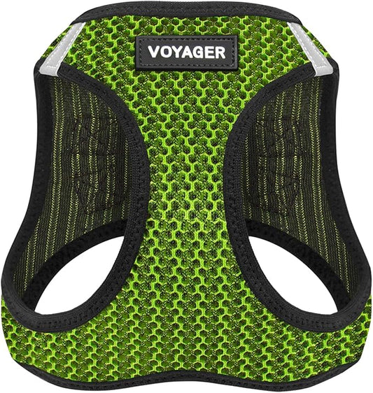 Voyager Step-in Air Dog Harness - All Weather Mesh, Reflective, No Pull Harness for Small, Medium Dogs, Cats - Secure with Hook & Loop Fastener, Buckle, Double D-Rings - Lime Green 2-Tone, M