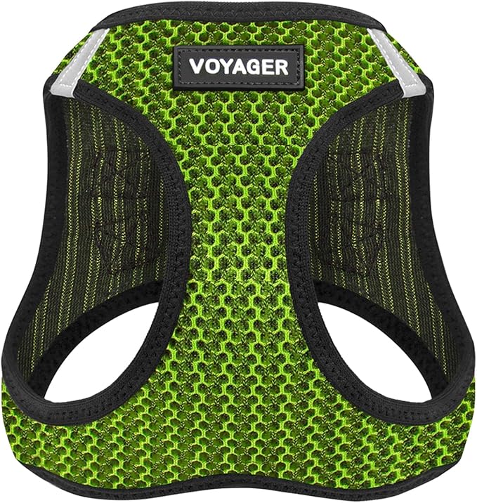 Voyager Step-in Air Dog Harness - All Weather Mesh, Reflective, No Pull Harness for Small, Medium Dogs, Cats - Secure with Hook & Loop Fastener, Buckle, Double D-Rings - Lime Green 2-Tone, XS