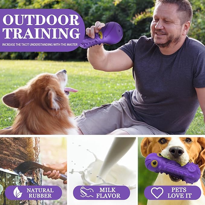 Dog Squeaky Toys for Aggressive Chewers, Durable Dog Chew Toys for Large Medium Breed Dog, Dog Toys, Tough Durable Dogs Toys with Natural Rubber (Purple Octopus, for Larege Dogs)