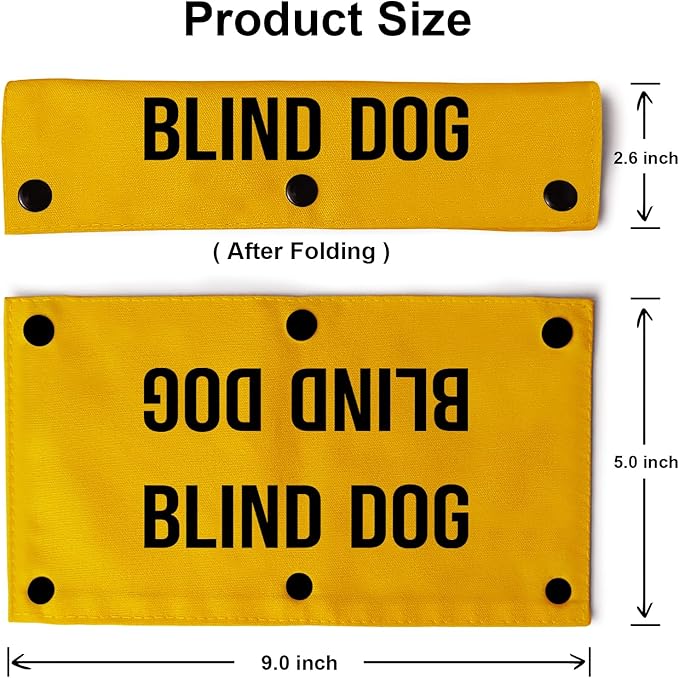 YROVWENQ Blind Dog Dog Leash Wrap with Visual Impairment Yellow Alert and Hanging ID Tag - Thoughtful Gift Idea for Pet Birthdays and More (Blind Dog Sleeve)