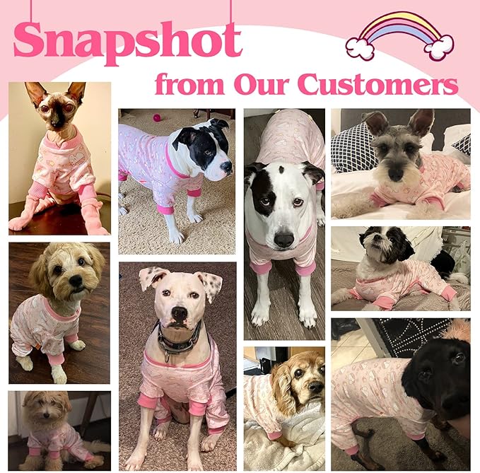 KYEESE Dog Pajamas Velvet Dog Pajamas Medium Sized Dogs Soft Dogs Clothes Pjs with Pink Unicorn Pattern Stretchy Pet Jammies Coat Comfy Pet Onesie Costume, 2X-Large