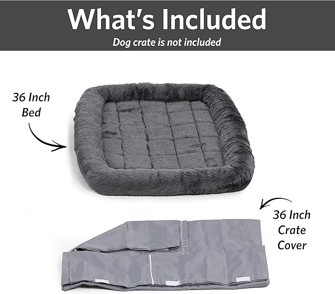 New World Dog Crate Comfort Kit by, Matching Dog Crate Cover & Dog Bed to Make Your Dogs Crate Their Home, Compatible with Midwest Homes for Pets & New World Dog Crates, Fits 36-Inch Dog Crate, Gray