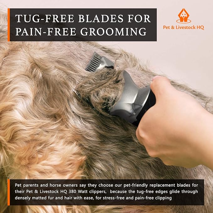 Pet & Livestock HQ Replacement Dog Clipper Blades 380W Electric Shaver, Trimmers and Oster Precision Horse Grooming Shears - Thick Matted Hair & Coats - Detachable, Honed, Professional Fur Shaving