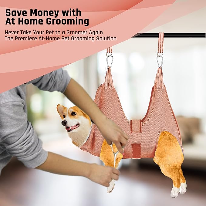 Potens' Pet Dog Grooming Hammock with Security Strap - Grooming Hammock for Small Dogs - Dog Holder for Nail Trimming - Dog Hanging Harness for Nail Trimming (Small)