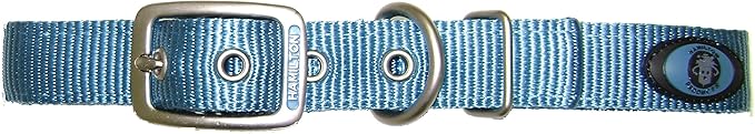 Hamilton Double Thick Nylon Deluxe Dog Collar with Brushed Hardware Finish, 1-Inch by 22-Inch, Ocean Blue