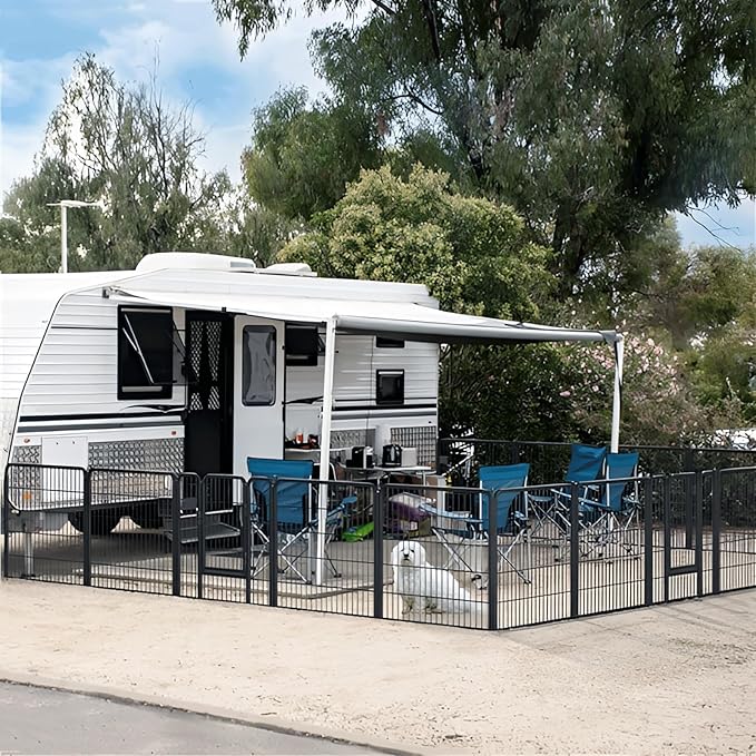 MoNiBloom Dog Playpen Outdoor, 32" Height 10 Panels Heavy Duty Metal Dogs Pen for Medium/Small Animals Pet Exercise Pen for RV Camping Yard