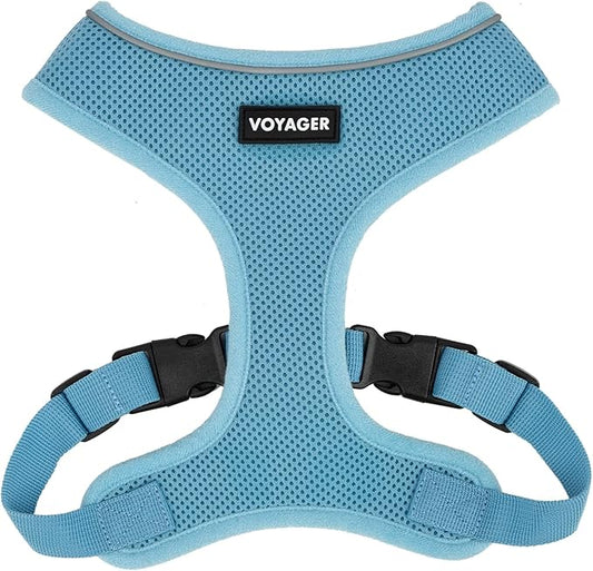 Voyager Aerolite No Pull Mesh Dog Harness with Lightweight, Soft, Breathable, Reflective Stitching, and Adjustable Straps for Walking, Running, Training, Heavy Duty and Durable - Baby Blue, S