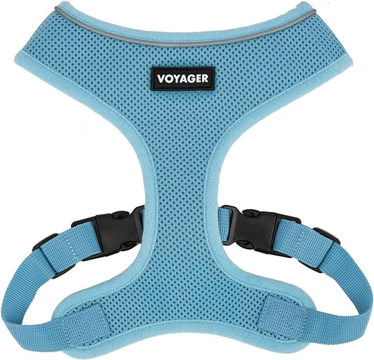 Voyager Aerolite No Pull Mesh Dog Harness with Lightweight, Soft, Breathable, Reflective Stitching, and Adjustable Straps for Walking, Running, Training, Heavy Duty and Durable - Baby Blue, XL