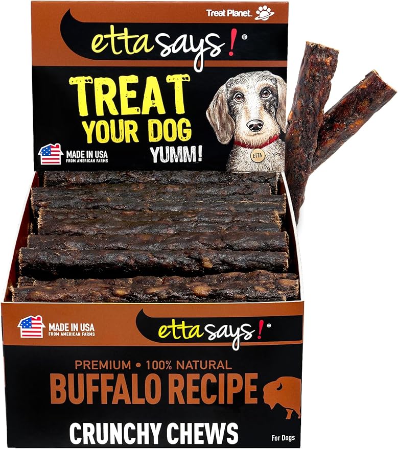 etta says! Premium Crunchy 4.5" Buffalo Dog Chews - Grain-Free Dog Treats, Good for Teeth, Easy to Digest - Made in The USA (36 Count Pack of 1)