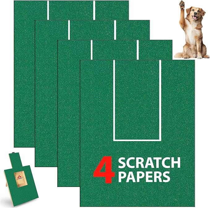 4 PCS Premier Self-Adhesive Sandpaper14.55x10.39 inch, 80 Grit – Dog Nail Scratch Pad Replacement Paper –Sandpaper for Dog Nail Scratch Board with Treat Box (Green)