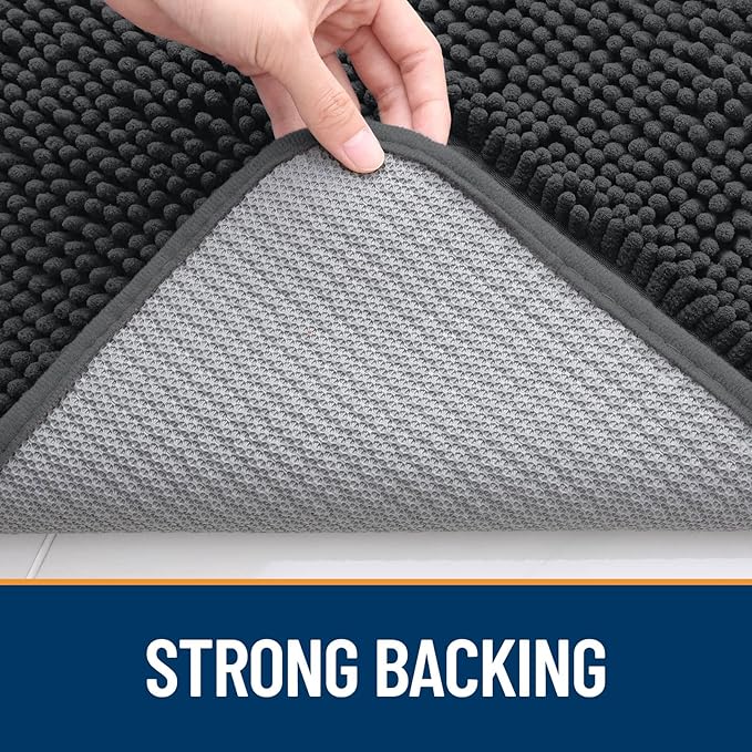 OLANLY Dog Door Mat for Muddy Paws 59x35, Absorbs Moisture and Dirt, Absorbent Non-Slip Washable Mat, Quick Dry Chenille, Mud Mat for Dogs, Entry Indoor Door Mat for Inside Floor, Dark Grey