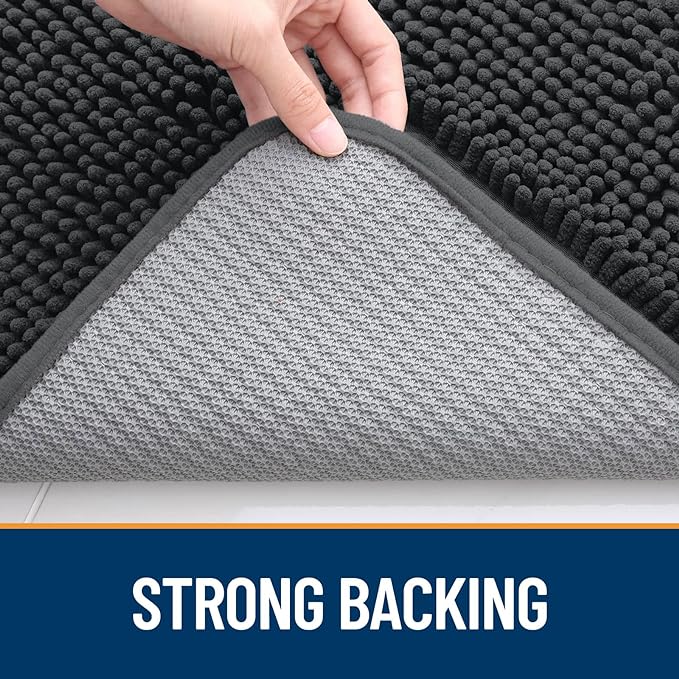 OLANLY Dog Door Mat for Muddy Paws 48x30, Absorbs Moisture and Dirt, Absorbent Non-Slip Washable Mat, Quick Dry Chenille, Mud Mat for Dogs, Entry Indoor Door Mat for Inside Floor, Dark Grey