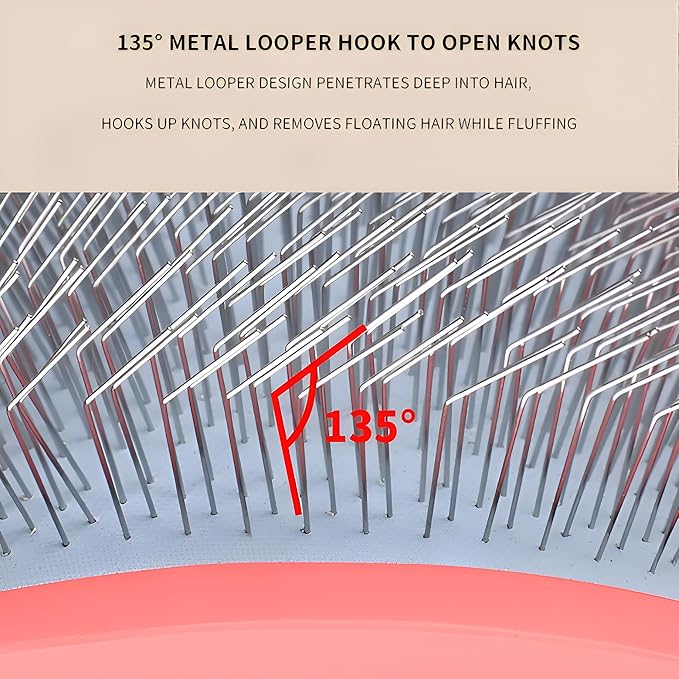 Big G Dog Slicker Brush for Professional Grooming - Fluff, Detangle & Style Goldendoodles, Labradoodles, Poodles & Long-Haired Dogs - Large Coral Curved Brush, Saves Time & Energy