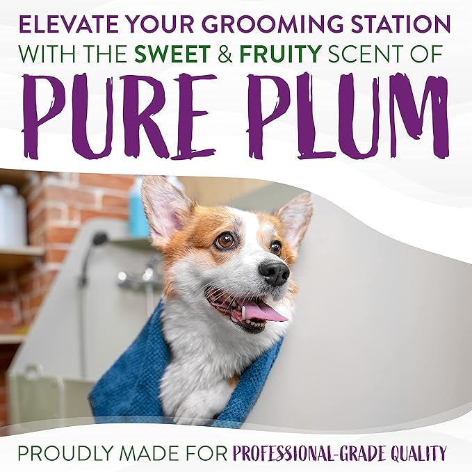 TropiClean High Concentrate Dog Shampoo, Professional Grade & Size for Groomers, 42:1 Dilution, Puppy Safe, USA Made, Pure Plum Scent, 1 Gallon