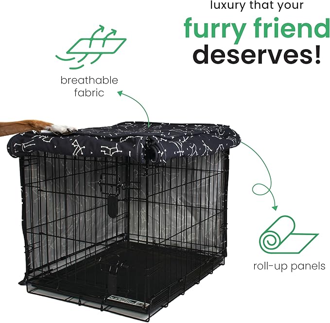 Molly Mutt Rocketman Dog Crate Cover, 100% Cotton Canvas Cover with 2 Roll-Up Panels, Ideal for Dog or Cat Crate, Durable, Washable, and Free of Harmful Chemicals, 30" x 19" x 21"