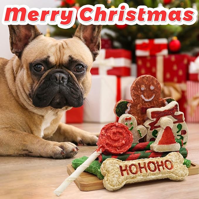 MON2SUN Christmas Dog Rawhide Treats Holiday 14Count Stocking for Small Dogs