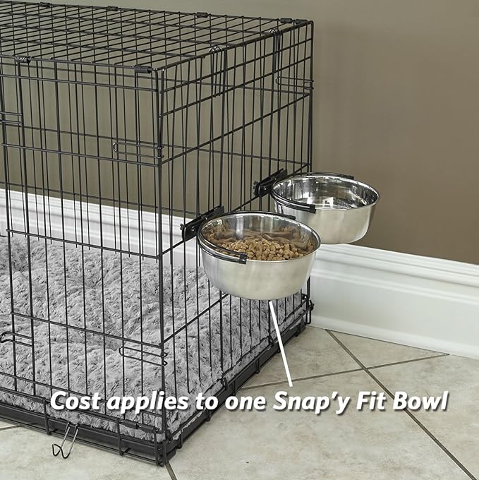 MidWest Homes for Pets Snap'y Fit Food Bowl | Pet Bowl, 20 oz. (2.5 Cups) | Dog Bowl Easily Affixes to a Metal Dog Crate, Cat Cage or Bird Cage | Pet Bowl Measures 6L x 6W x 2H Inches