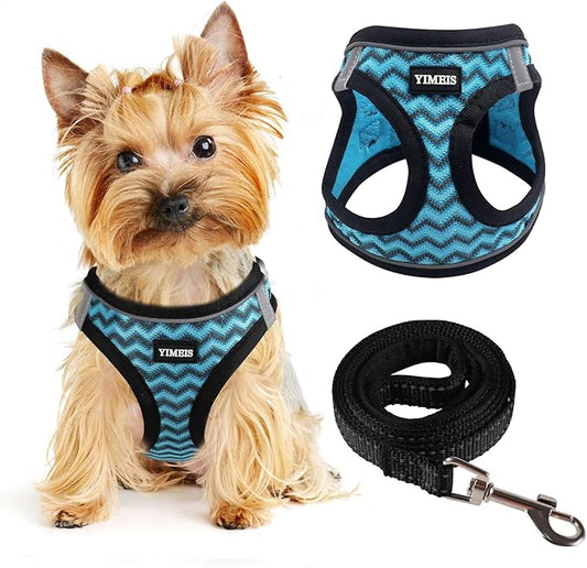 Dog Harness for Small Dogs, Small Dog Harness and Leash Set, Honeycomb Grid, Reflective Lightweight Harness & Anti-Twist Pet Lead,Dog Harness(Multi Color, Size: XS-S-M) (M, Blue)