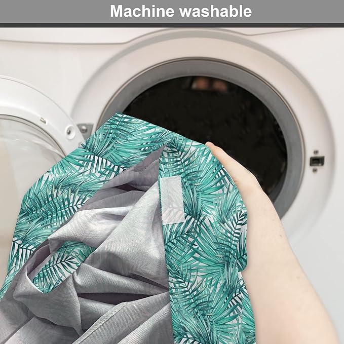 Lunarable Leaf Dog Crate Cover, Fresh Tropical Exotic Island Palm Tree Leaves in Jungle Abstract Watercolor, Easy to Use Pet Kennel Cover for Medium Large Dogs, 48 Inch, Pale Blue and Green