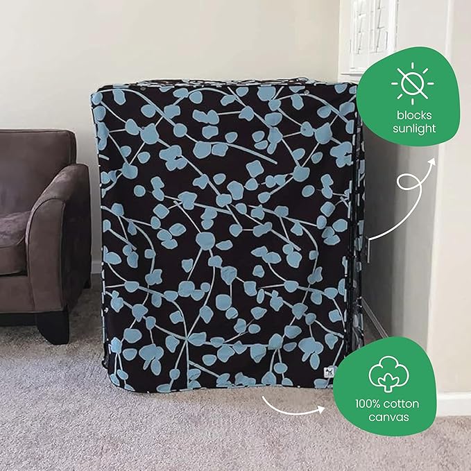 Molly Mutt Your Hand in Mine Dog Crate Cover, 100% Cotton Canvas Cover with 2 Roll-Up Panels, Ideal for Dog or Cat Crate, Durable, Washable, and Free of Harmful Chemicals, 36" x 24" x 27"