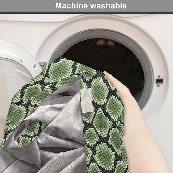 Lunarable Reptile Dog Crate Cover, Scale Pattern Abstract Nature Influences Skin Design Half Circles Illustration, Easy to Use Pet Kennel Cover for Small Dogs Puppies Kittens, 18 Inch, Black Green