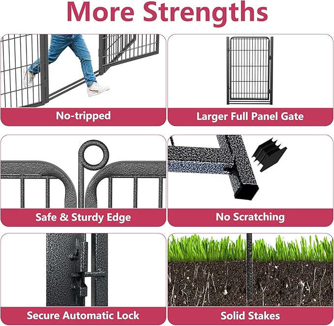 Dog Playpen with Extra Large Door Dog Fence Outdoor for Yard Indoor Dog Pen 32inch 14 Panels Dog Pens Outside Anti-Rust Pet Fence Portable Dog Fence for RV Camping Yard