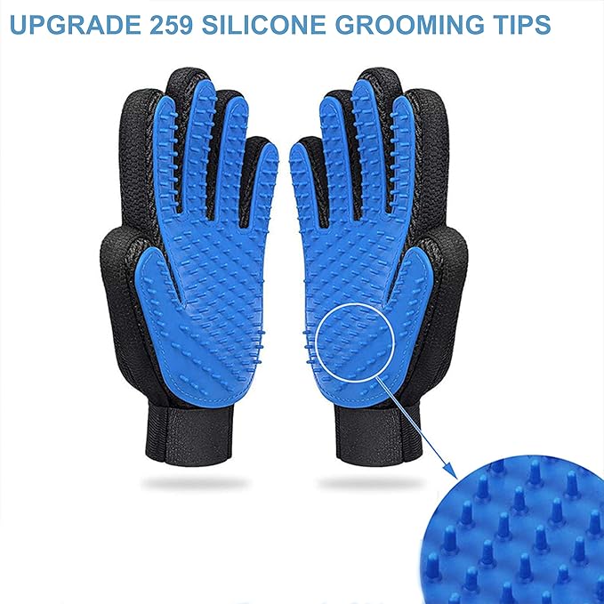 3PCS Pet Grooming Set: Shampoo Brush, Scrubber for Bathing, Shedding Massage Gloves for Short & Long Fur