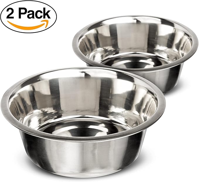 Neater Pet Brands Stainless Steel Dog and Cat Bowls (2 Pack) - Extra Large Metal Food and Water Dish (12 Cup)