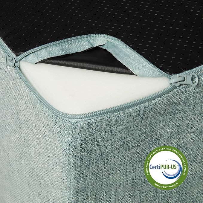 Best Pet Supplies Portable Foldable Foam Pet Stairs/Steps for Couch, Sofa, and High Bed, Non-Slip Bottom Balanced Paw Safe - Pale Teal, Foldable 4-Step (H: 22")