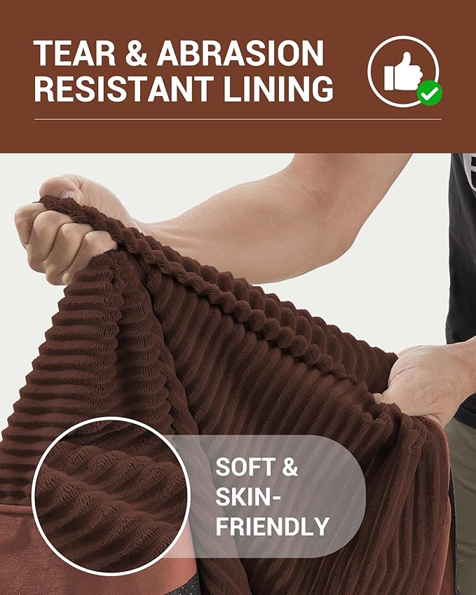 OhGeni 41 Inch Orthopedic Waterproof & Machine Washable Dog Bed with Egg Crate Foam Support, Non-Slip Bottom and Removable Pet Bed Cover for Extra Large, Large, Medium, Small Dogs (Brown)