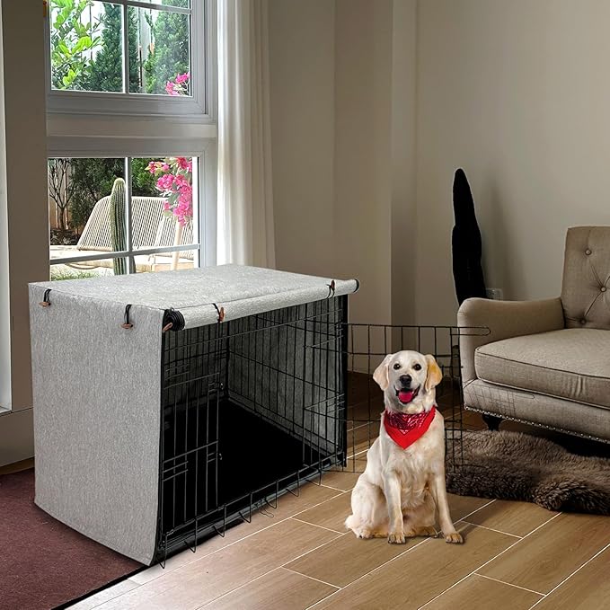 Dog Crate Cover, 600D Oxford Waterproof Kennel Cover Fits for 24 Inches Wire Crate Dog Cage, Grey