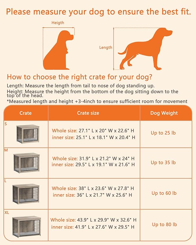 Piskyet Dog Crate Furniture with Cushion,Heavy-Duty Reinforced Metal Mesh,32" Wooden Dog Crate End Table with Double Doors,Indoor Dog Kennel,Dog Cage Side Table for Medium Breed,Grey