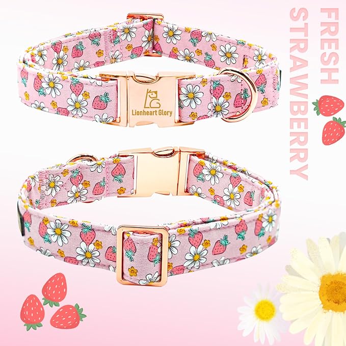 Lionheart glory Dog Collar Pink Dogs Collar Spring Summer Cute Collars Dog Female Soft Durable Adjustable Dog Collars for Large Dogs Pet Gift