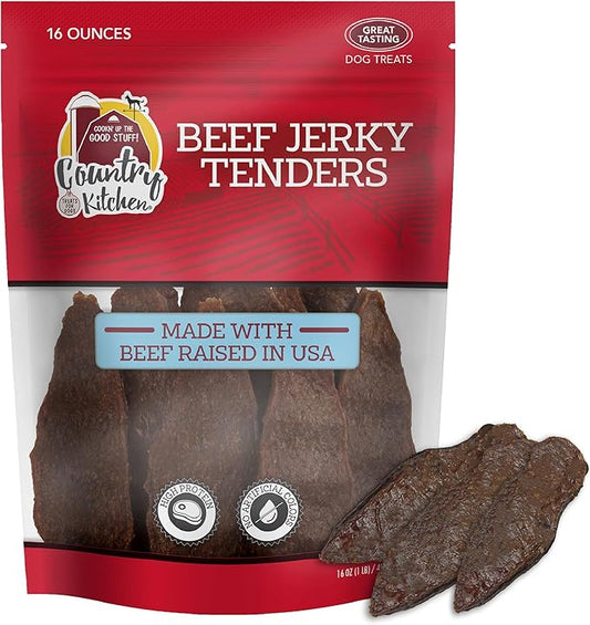 Beef Jerky Tender Dog Treats, High Protein, Low Fat, No Artificial Colors, 16 oz