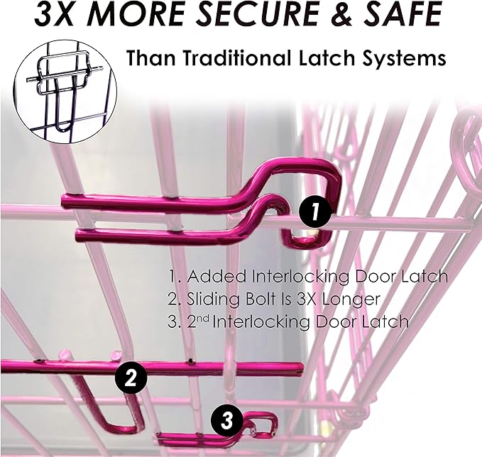 PET Expressions Luxury Colorful 36 Inch Foldable Dog Crate with 2 Doors | Free Training Ebook and Pet Calming Music | 3 Colors & 3