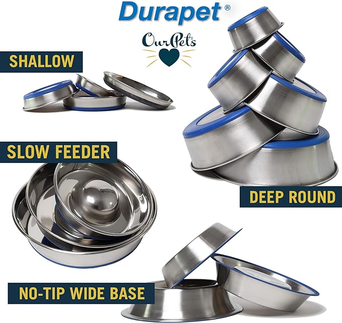 OurPet's DuraPet Premium Dishwasher Safe Stainless Steel Dog Bowl for Food or Water [Multiple Sizes for Small to Large Dogs] Extra Large (11 Cups)