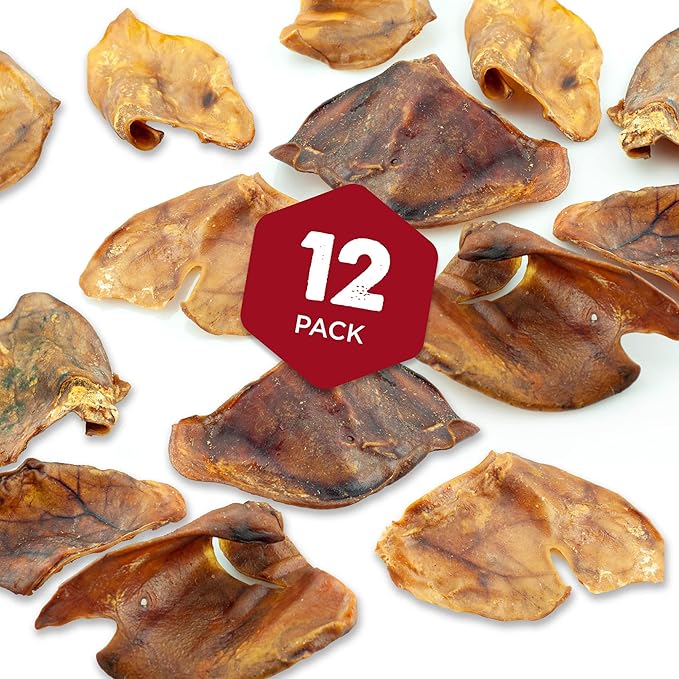 Best Bully Sticks All Natural USA Baked & Packed Pig Ears for Dogs - Single Ingredient Easily digestible 100% Pork Dog Chew Treats - Great for Puppies, Small, Medium, and Large Dogs - 12 Pack