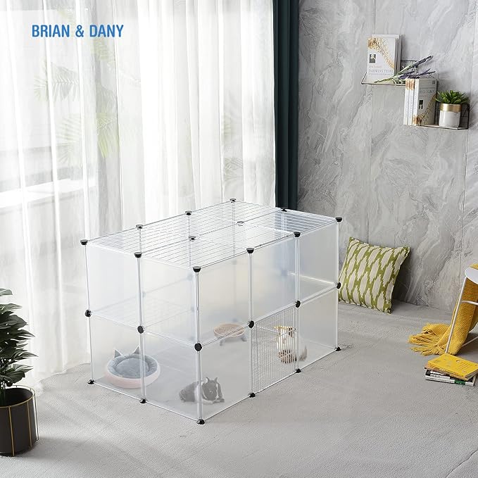 BRIAN & DANY Pet Playpen Indoor, Small Animal for Kitten Playpen, Guinea Pig Hedgehog Cages, Play Pen for Hamster Rabbit Bunny Clear Enclosure Fence, 13.8 X 13.8 inches, 28 Panels