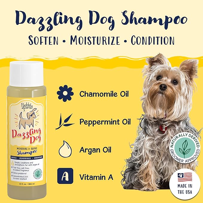 Bobbi Panter Dazzling Dog Shampoo for Moisture & Shine - Natural Ingredients, Tear-Free, Paraben-Free, pH-Balanced, 20:1 Concentrated Formula, Chamomile Scent, 13 oz. (Case of 12)