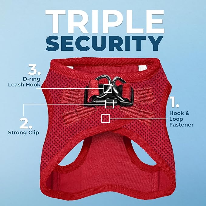 Voyager Step-In Air Dog Harness - All Weather Mesh, Reflective, No Pull Harness for Small, Medium Dogs, Cats - Secure with Hook & Loop Fastener, Buckle, Double D-Rings - Red, XXXS