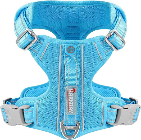 BARKBAY Dog Harness No Pull with ID Tag Pocket - Heavy Duty, Reflective, Easy Control for Large Dogs (Blue,XL)