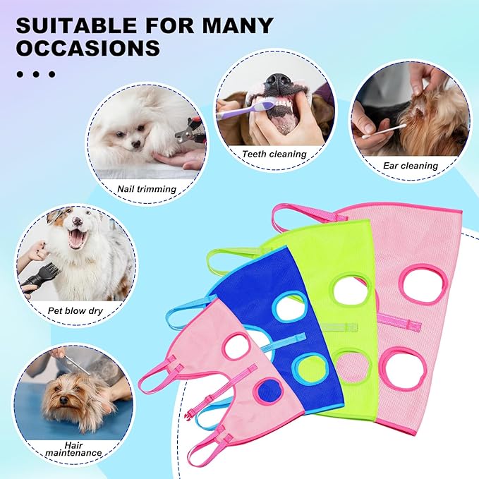 Dog Grooming Hammock - Dog Hanging Harness Holder, Cat Hanger Sling Restraint Bag for Nail Trimming/Clipping with Nail Clipper& Nail File (S, Blue)