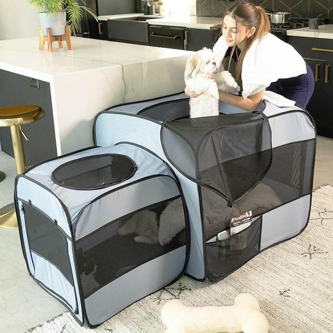 Pop up Portable Cat Playpen 2-in-1 Dog Playpen, No Assembly Need, Pet Cat Dog Tent Crates with Pet Pee Pads, Cats Enclosure for Kitten and Puppy Indoor Outdoor Use(No Divider, Unified Space)