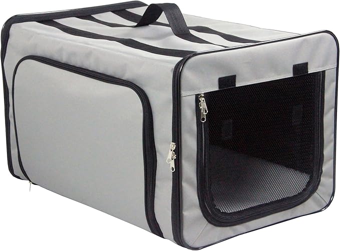 Pet Life Capacious Dual-Sided Travel Expandable Wired Dog Crate - Collapsible and Lightweight Folding Pet Crate with Triple-Space Expansion