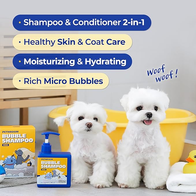 [PETHROOM] Bubble Shampoo for Dogs - Gentle, Deep-Cleaning Formula with Organic Ingredients, Hypoallergenic and Tear-Free, 10.1oz