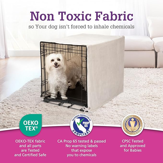 Pet Dreams Dog Crate Cover - Breathable Fabric Kennel Topper for Double-Door Crates, Fits iCrate Dog Cages 18, 24, 30, 36, 42, 48 Inches (Grey, XX Large, 48")