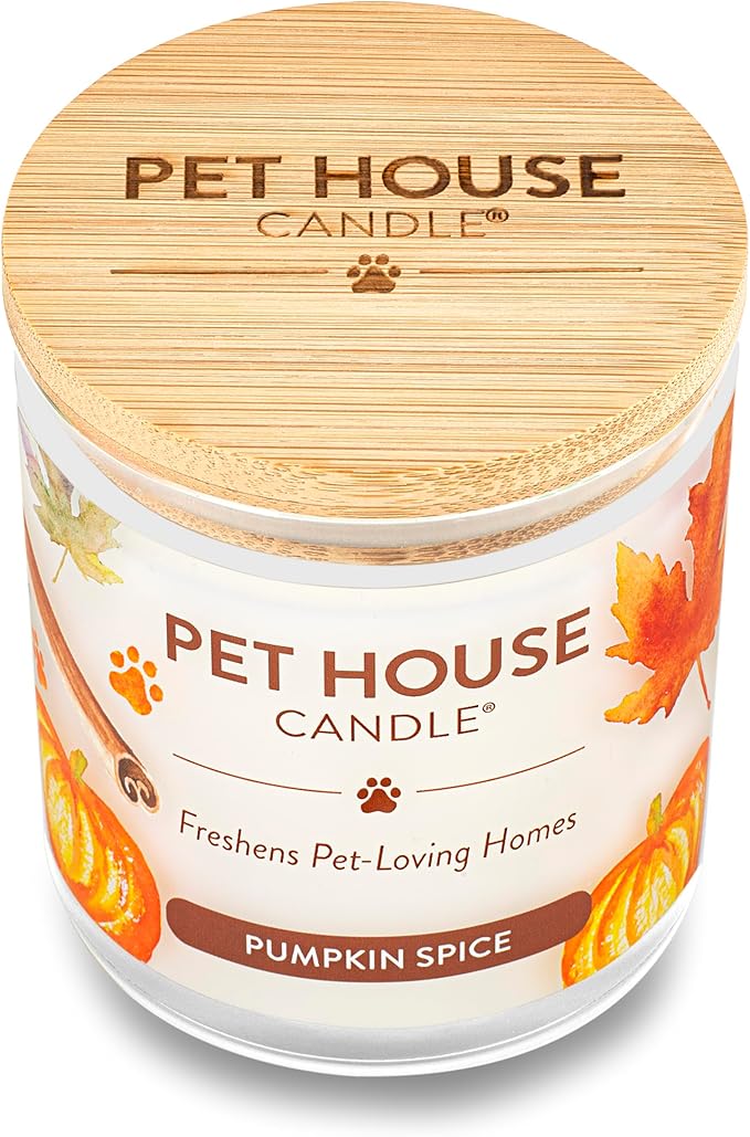 One Fur All Pet House Pumpkin Pie Scented Candle 2 Pack - Plant-Based/Soy, Long Lasting, Odor Eliminating