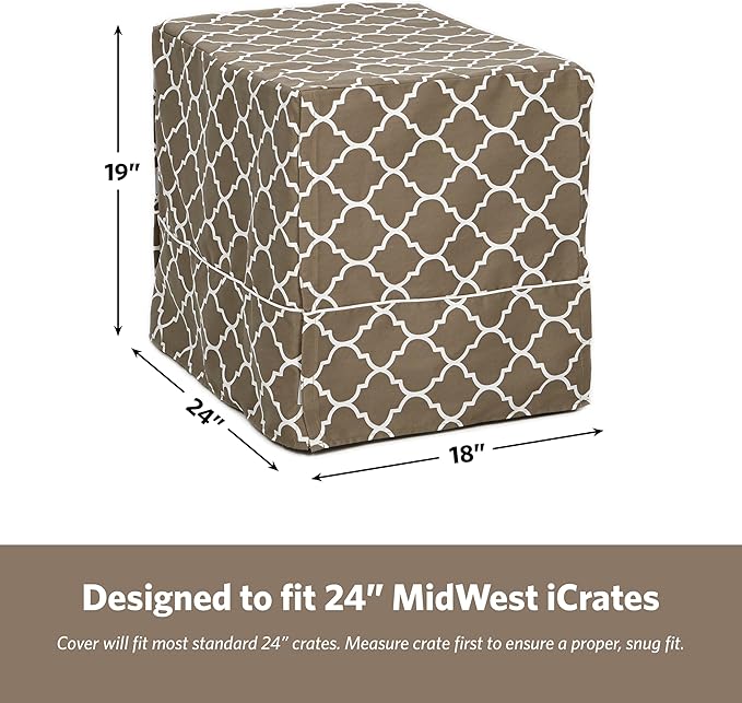 MidWest Homes for Pets Dog Crate Cover, Privacy Dog Crate Cover Fits Midwest Dog Crates, Crate Cover Only; Machine Wash & Dry; Brown Geo Print; 24 inch