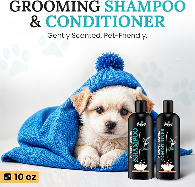 605Products Premium Dog Shampoo & Conditioner - Gentle Formula for Itchy & Sensitive Skin, Puppy Odor Eliminator, Natural Moisturizer (10oz)- Oatmeal