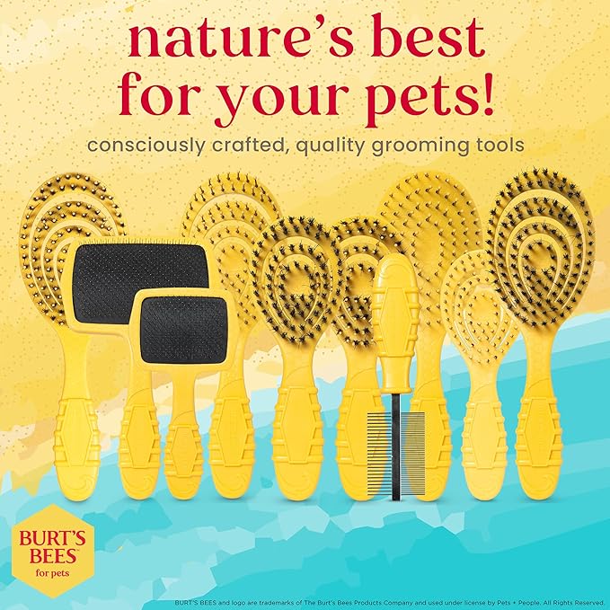 Burt's Bees for Pets Dual Sided Grooming Comb with Handle from Recycled Plastics | 2-in-1 Tool for Pet Grooming and Flea Removal
